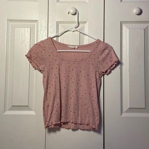 Junior womens floral dusty rose top.